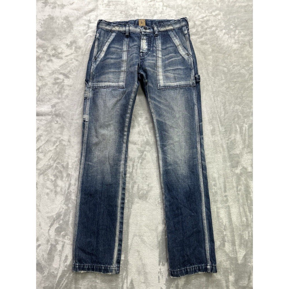 PRPS Carpenter Pants Mens 32x34 Blue Faded Whiskered Grunge Streetwear ButtonFly